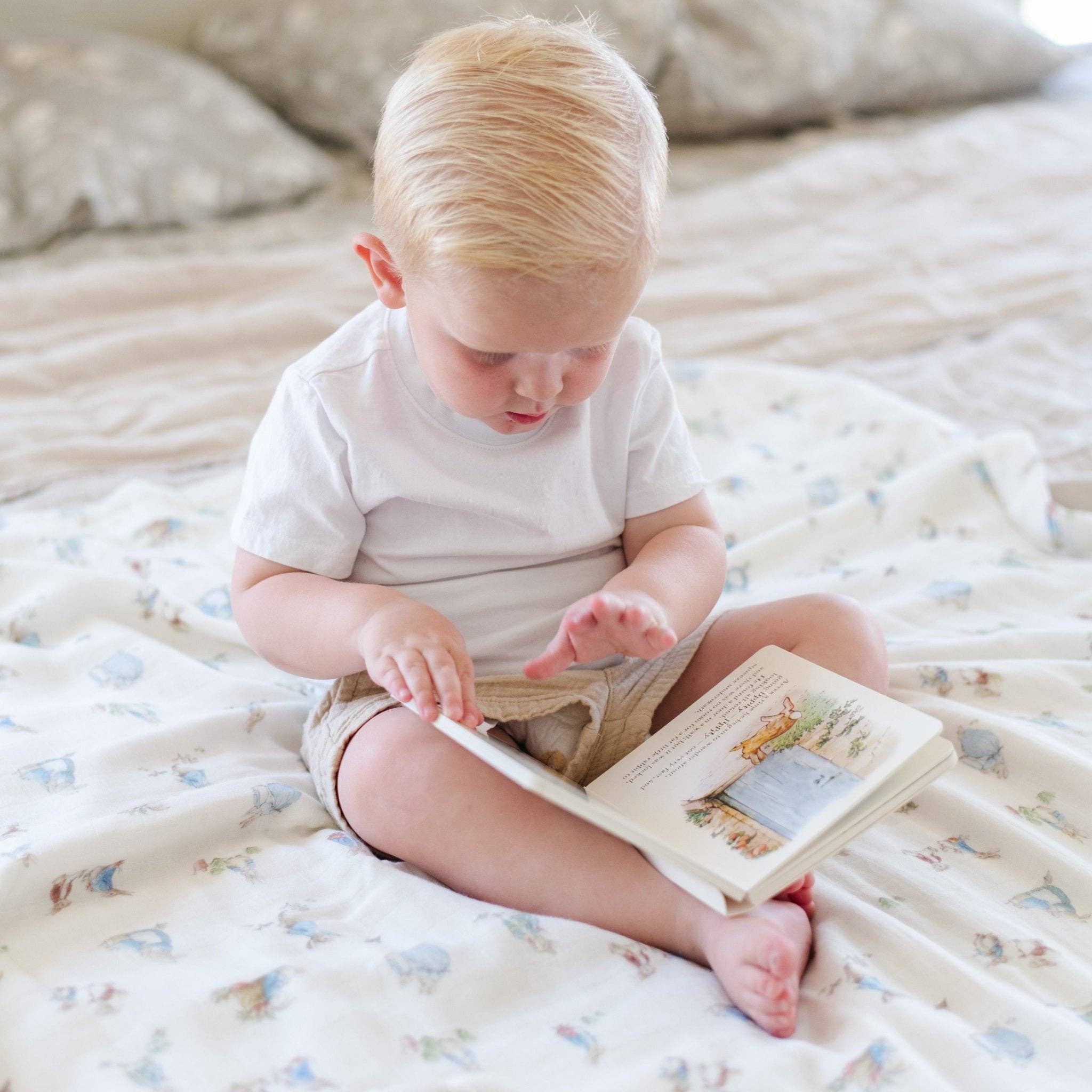 PETER RABBIT™ BAMBOO RAYON MUSLIN/LUSH BLANKETS: Boy SaranoniTAYLOR + MAX