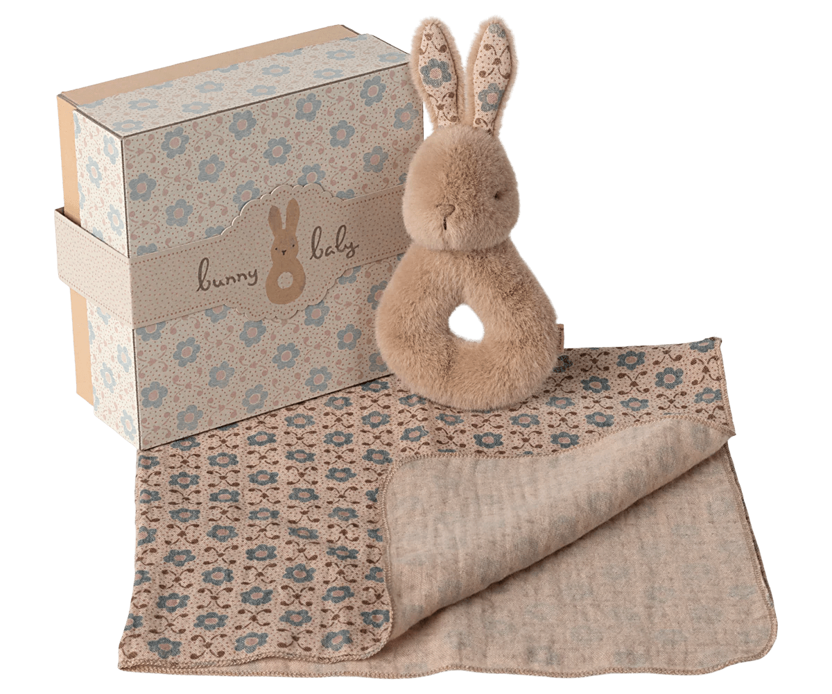 Rabbit rattle set | Cream peach Activity ToysMailegTAYLOR + MAX