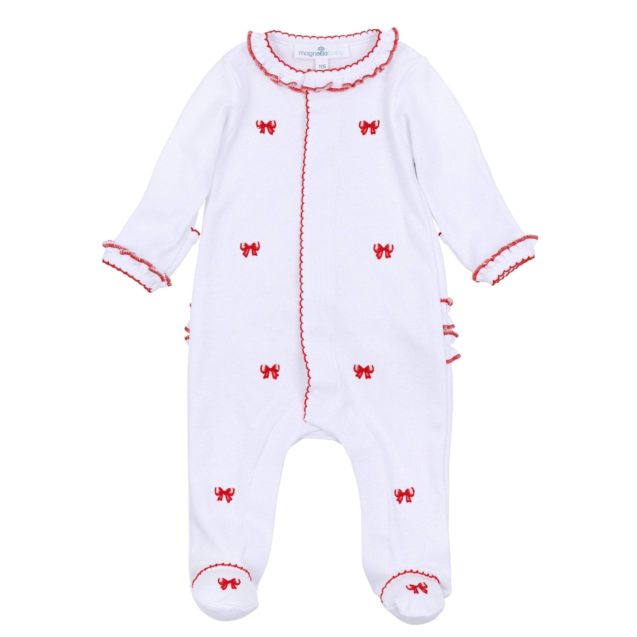 Scarlett Bows Scattered Ruffle Footie: 6 Months Magnolia BabyTAYLOR + MAX