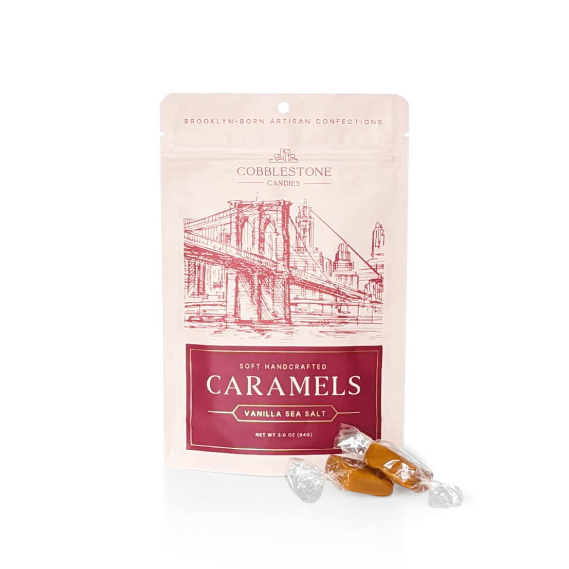 Vanilla Sea Salt Caramels: 3 oz - TAYLOR + MAXCobblestone Candies