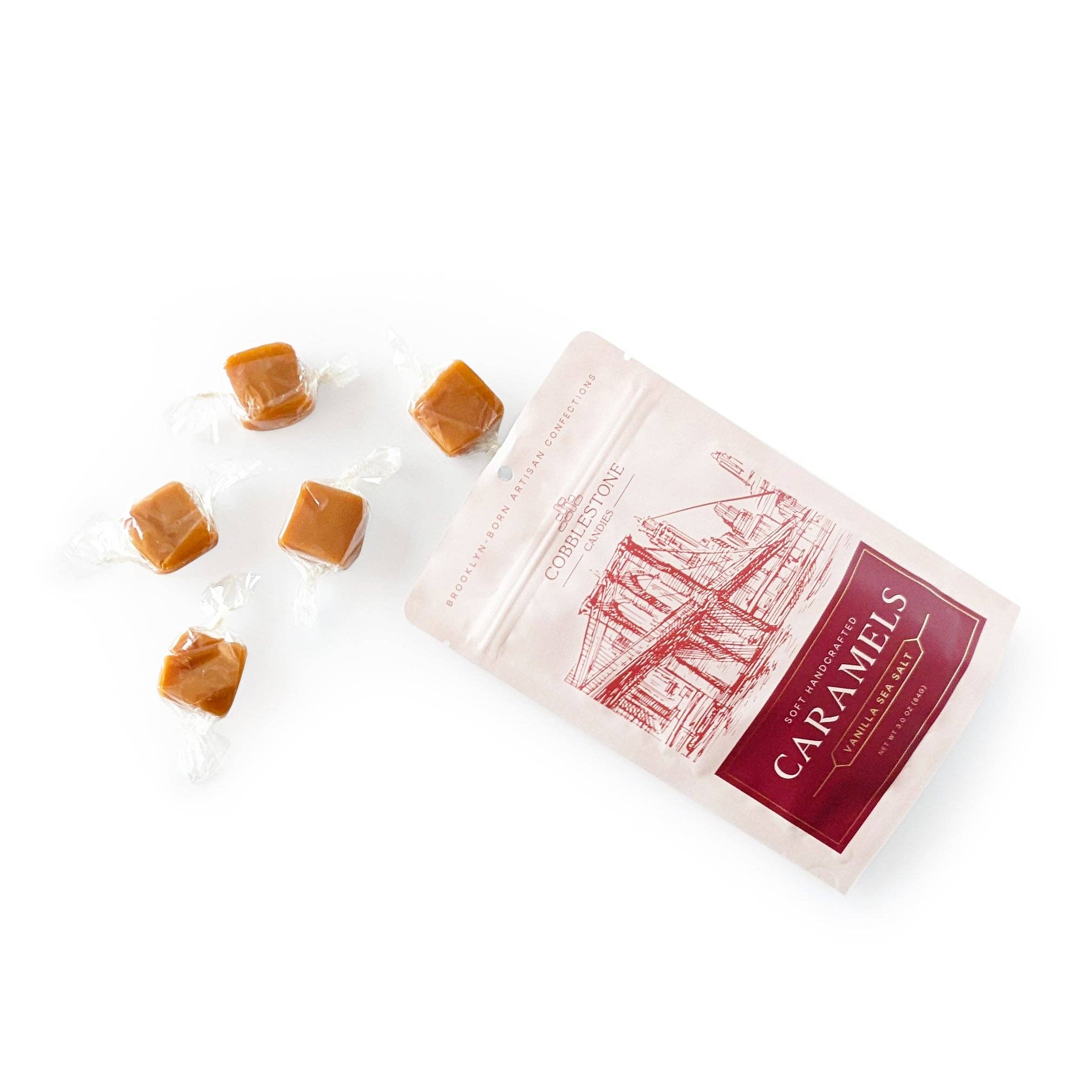 Vanilla Sea Salt Caramels: 3 oz - TAYLOR + MAXCobblestone Candies