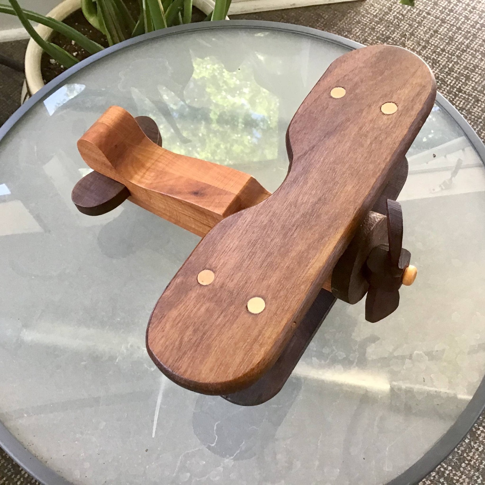 Walnut and Light Wood Biplane Toy for Kids Baldwin Toy Co.TAYLOR + MAX