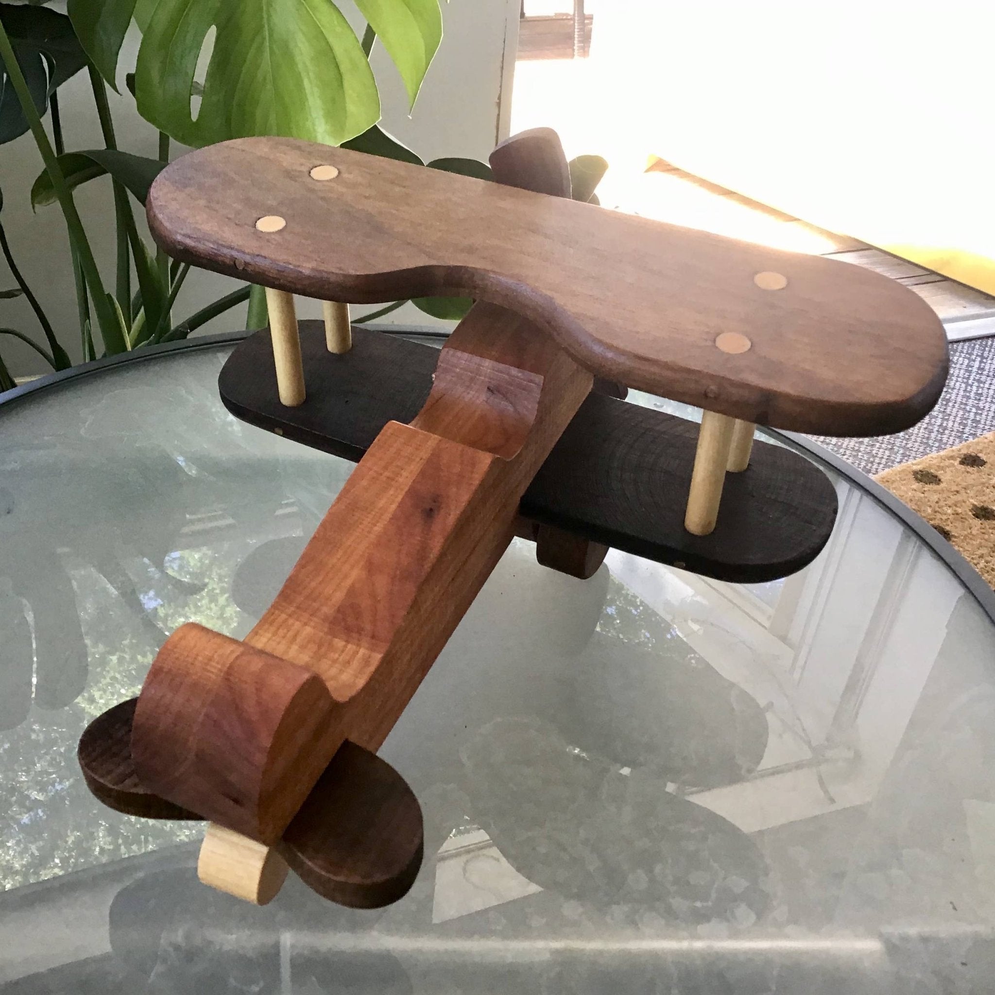 Walnut and Light Wood Biplane Toy for Kids Baldwin Toy Co.TAYLOR + MAX