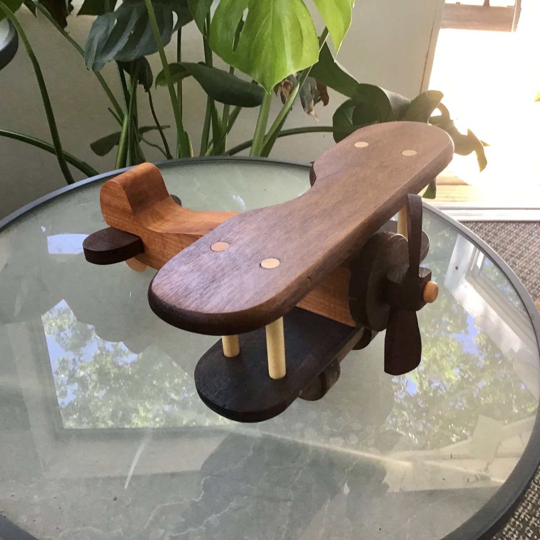 Walnut and Light Wood Biplane Toy for Kids Baldwin Toy Co.TAYLOR + MAX