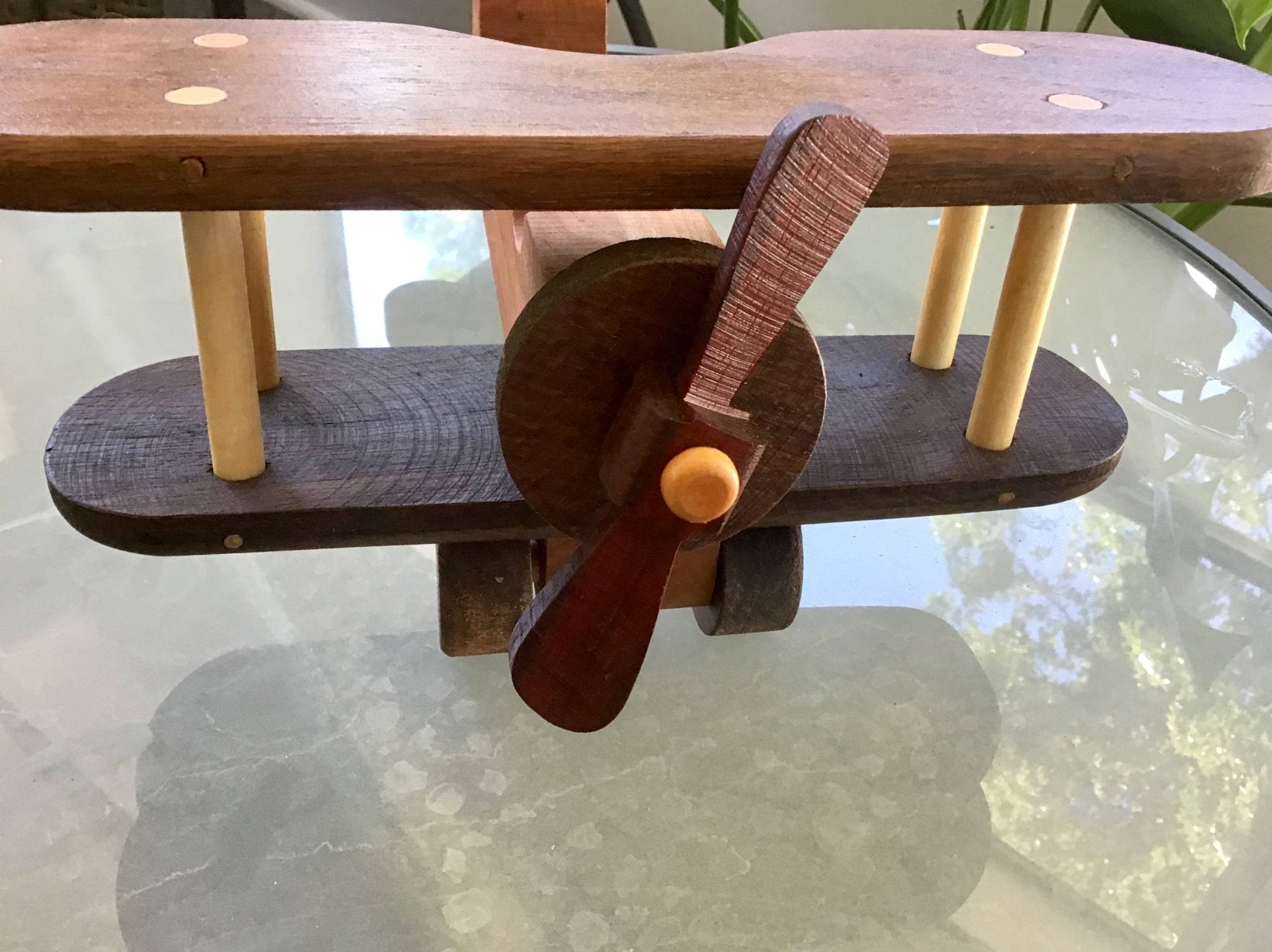 Walnut and Light Wood Biplane Toy for Kids Baldwin Toy Co.TAYLOR + MAX