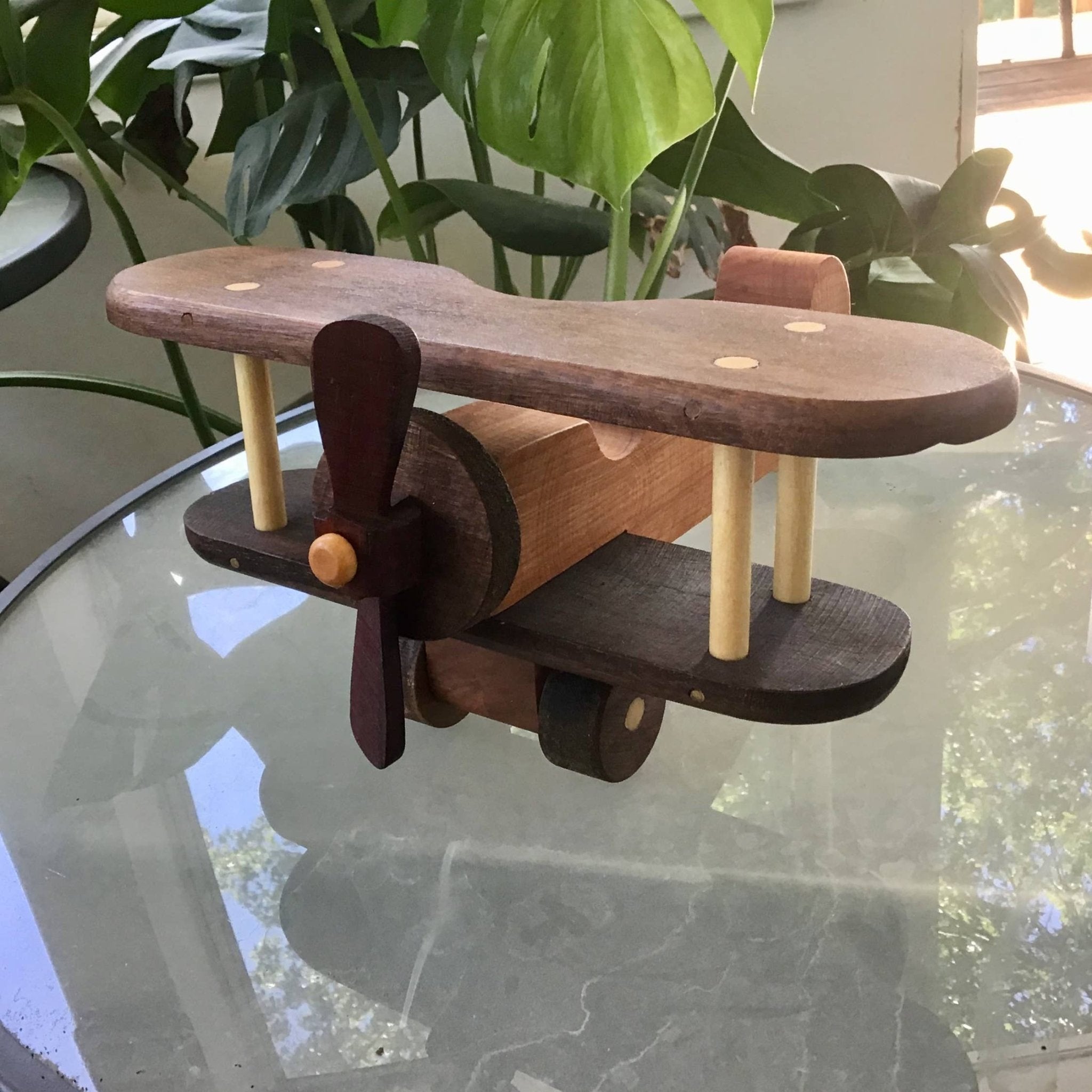 Walnut and Light Wood Biplane Toy for Kids Baldwin Toy Co.TAYLOR + MAX