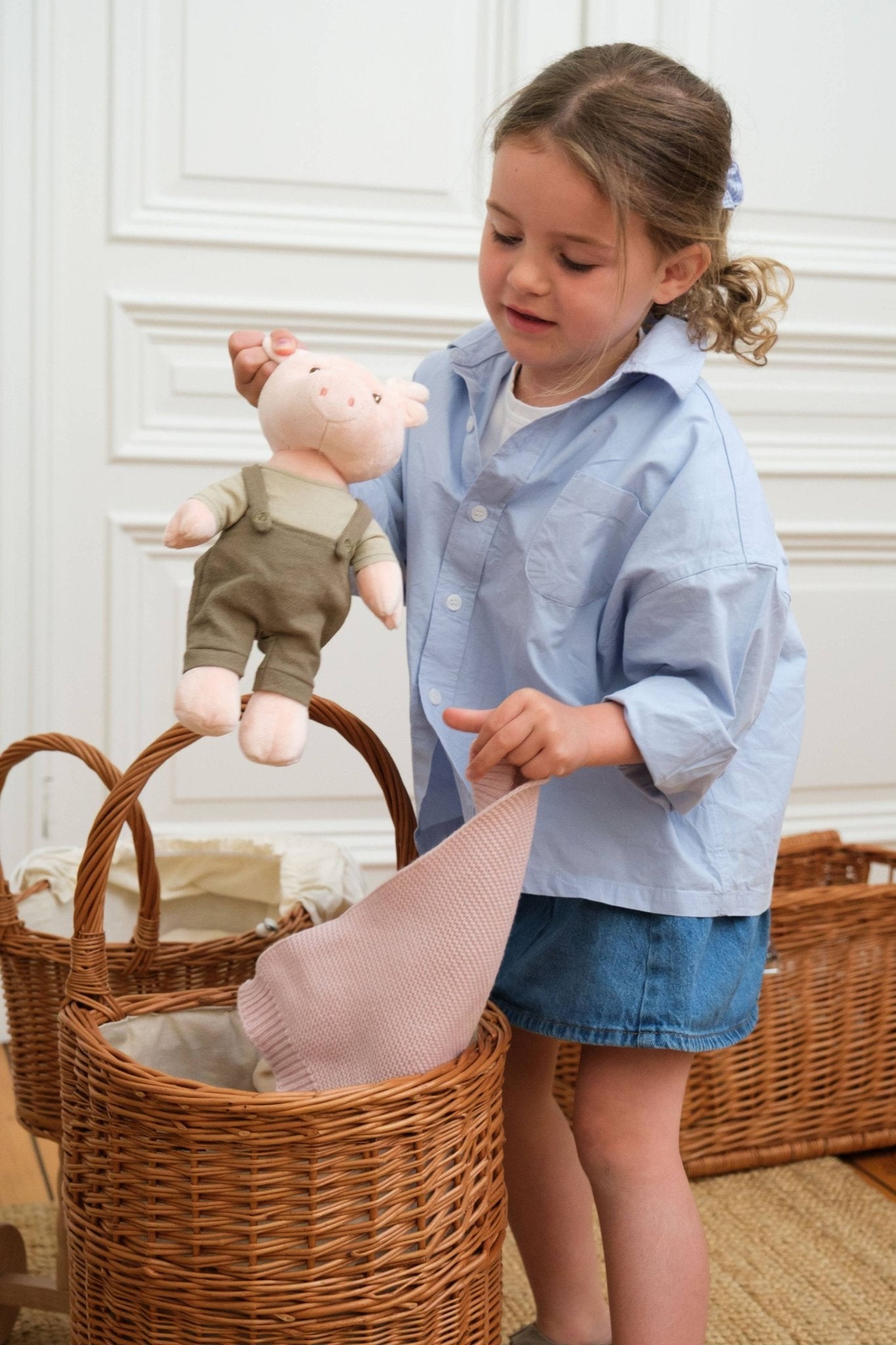 Wicker Caddy with Natural Fabric EgmontTAYLOR + MAX