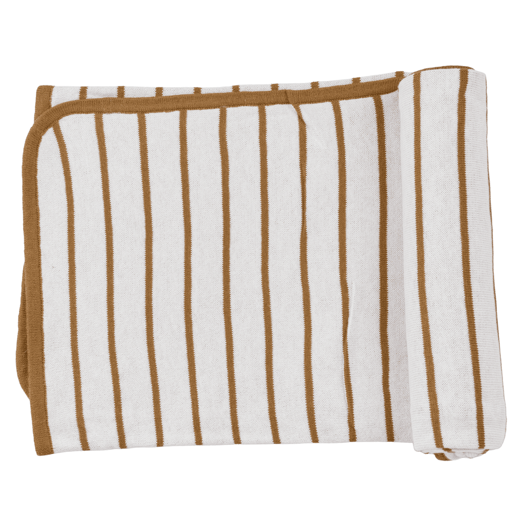Cotton Knit Blanket, Caramel Stripe - TAYLOR + MAXAngel Dear