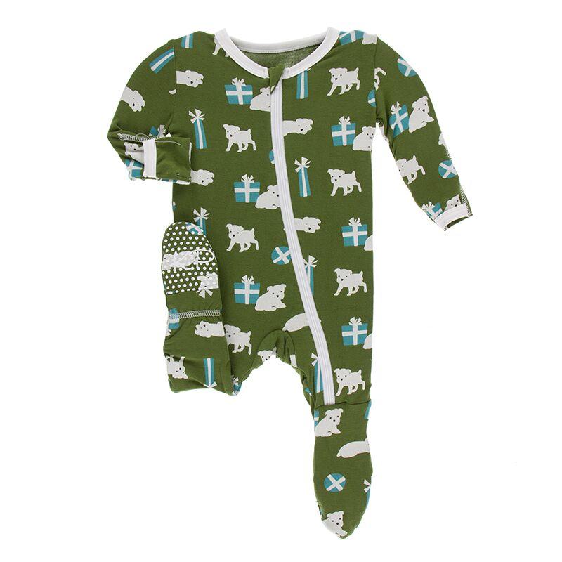 Kickee Pants Footie with Zipper | Moss Puppies and Presents - TAYLOR + MAXKickee Pants