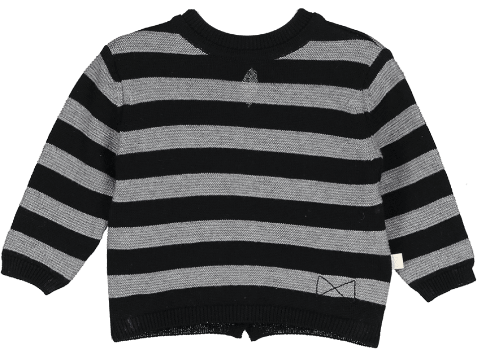 Mini Sibling Black & Grey Tricot Sweater/Cardigan - TAYLOR + MAXMini Sibling