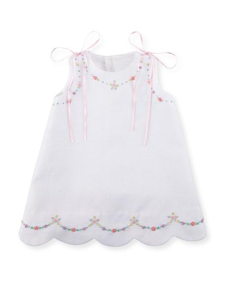 Pique Dress w/Floral Embroidery White - TAYLOR + MAXLuli and Me