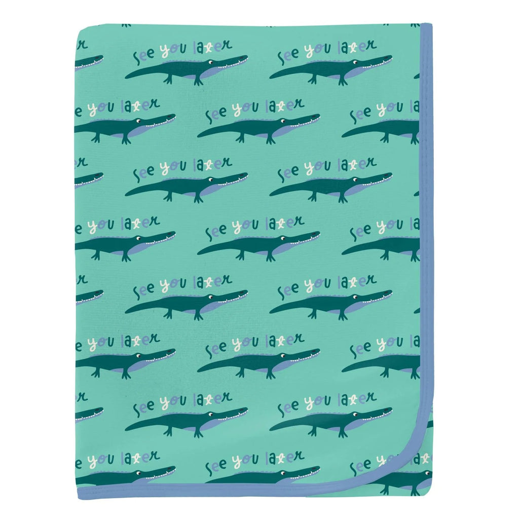 Print Swaddling Blanket in Glass Later Alligator - TAYLOR + MAXKickee Pants