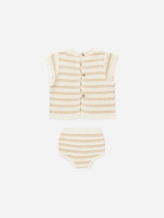 Scallop Knit Baby Set || Sand Stripe - TAYLOR + MAXRylee + Cru