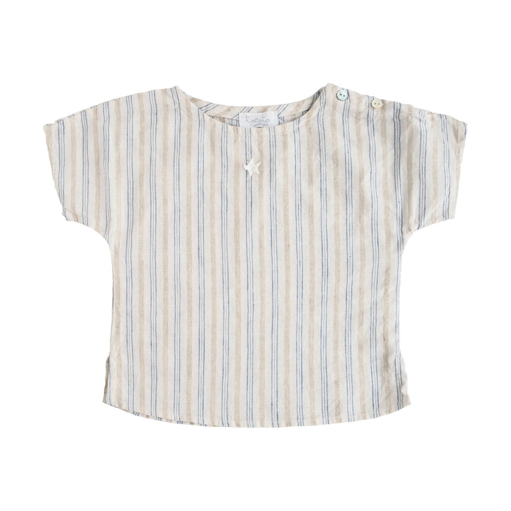 Tocoto Vintage Stripes Short Sleeve Shirt | Blue - TAYLOR + MAXTocoto Vintage