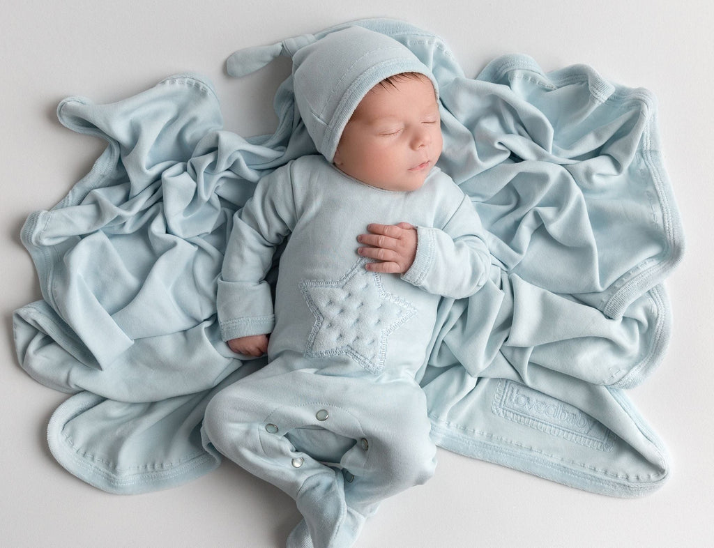 Velveteen Baby Footie | Blue - TAYLOR + MAXLoved Baby